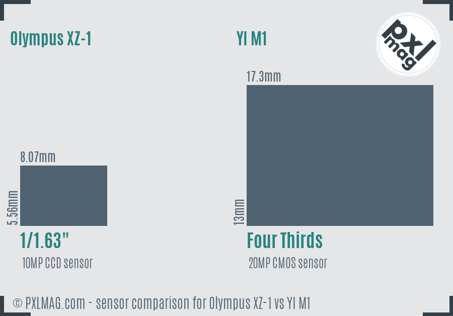 Olympus XZ-1 vs YI M1 sensor size comparison