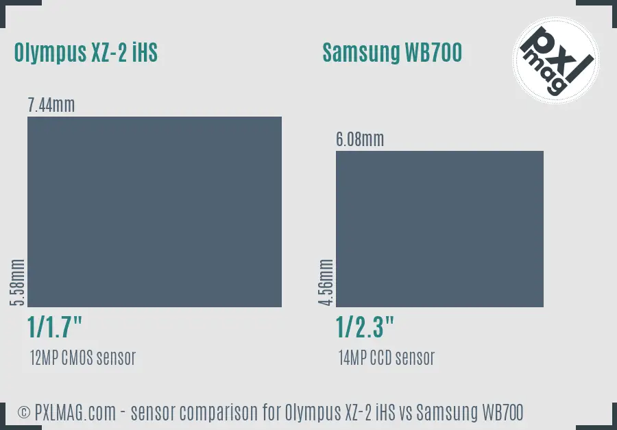 Olympus XZ-2 iHS vs Samsung WB700 sensor size comparison