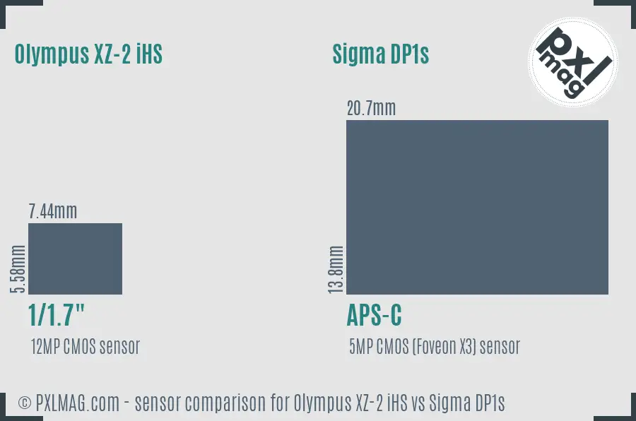 Olympus XZ-2 iHS vs Sigma DP1s sensor size comparison Olympus XZ-2 iHS vs Sigma DP1s sensor size comparison