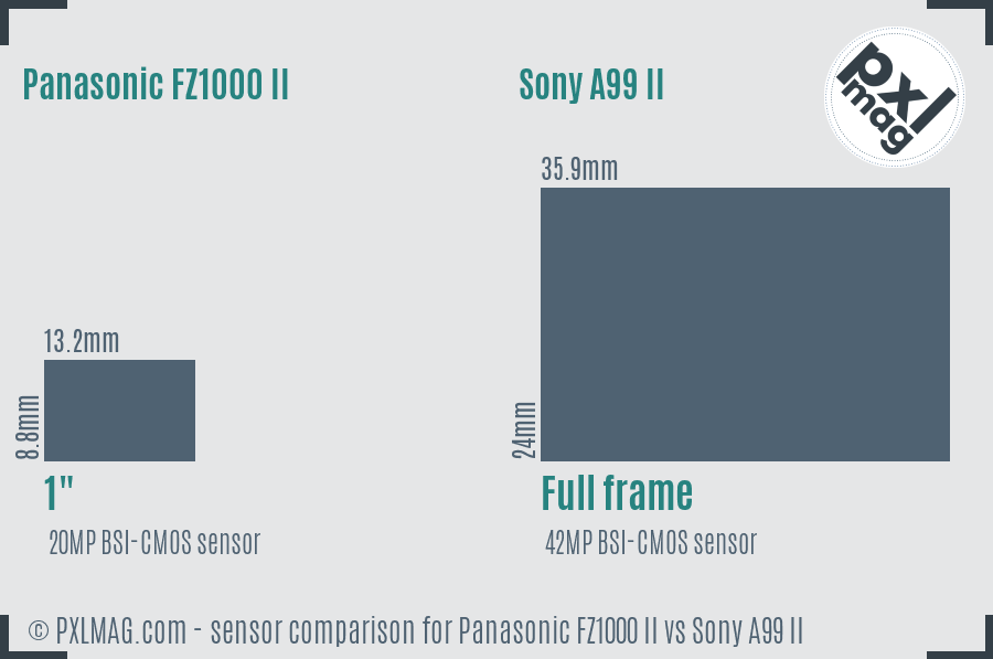 Panasonic FZ1000 II vs Sony A99 II sensor size comparison