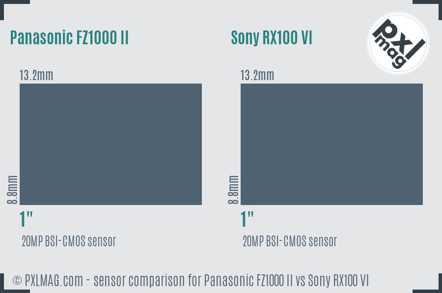 Panasonic FZ1000 II vs Sony RX100 VI sensor size comparison