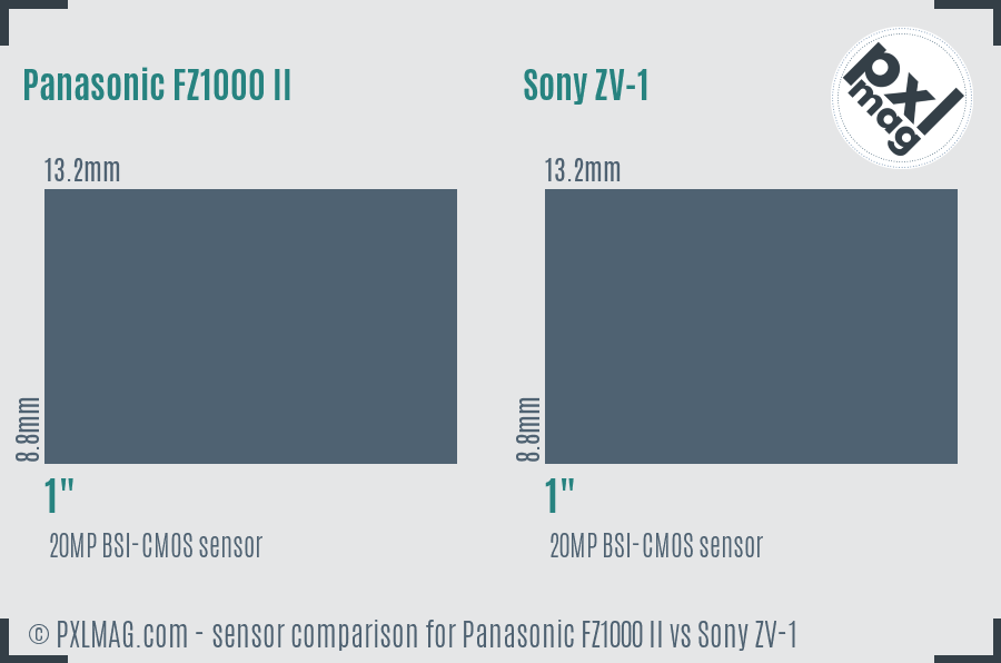 Panasonic FZ1000 II vs Sony ZV-1 sensor size comparison