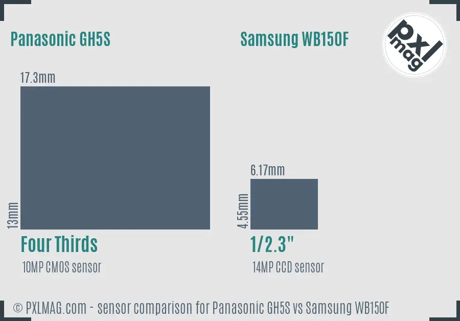 Panasonic GH5S vs Samsung WB150F sensor size comparison
