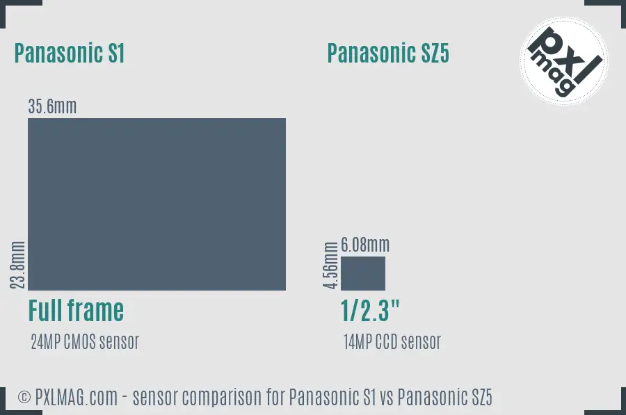 Panasonic S1 vs Panasonic SZ5 sensor size comparison