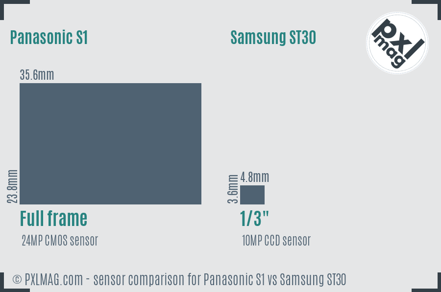 Panasonic S1 vs Samsung ST30 sensor size comparison