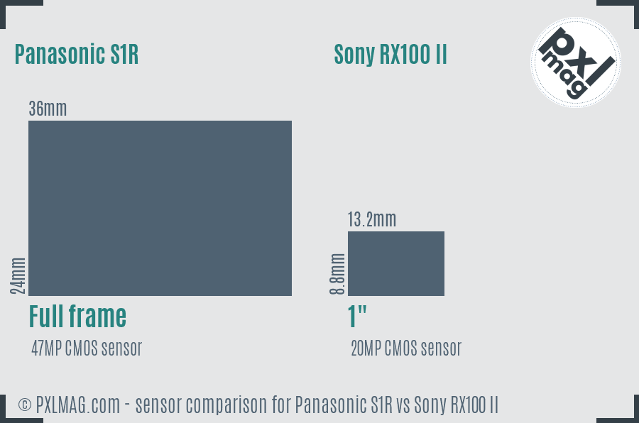 Panasonic S1R vs Sony RX100 II sensor size comparison