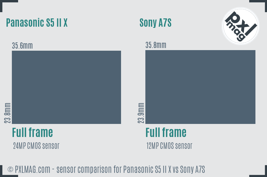 Panasonic S5 II X vs Sony A7S sensor size comparison