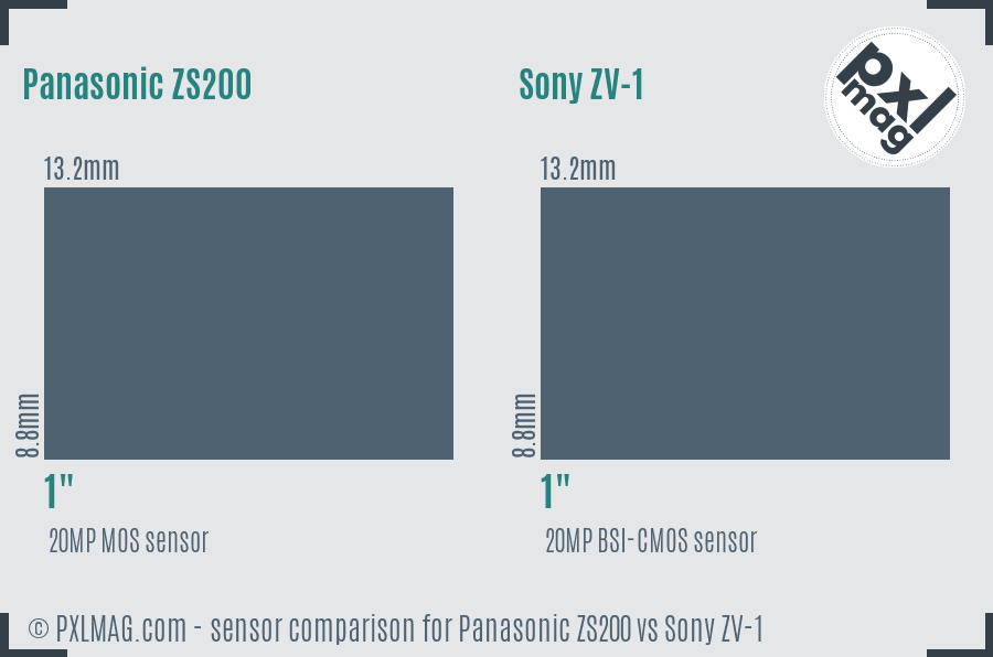 Panasonic ZS200 vs Sony ZV-1 sensor size comparison
