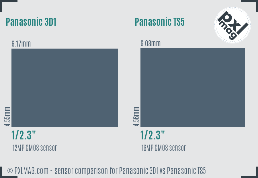 Panasonic 3D1 vs Panasonic TS5 sensor size comparison