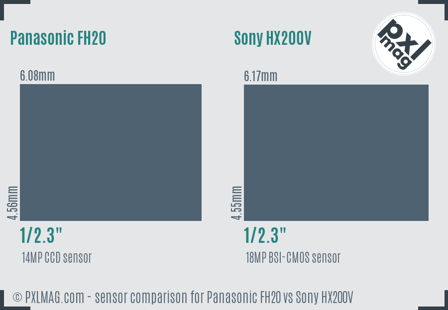 Panasonic FH20 vs Sony HX200V sensor size comparison