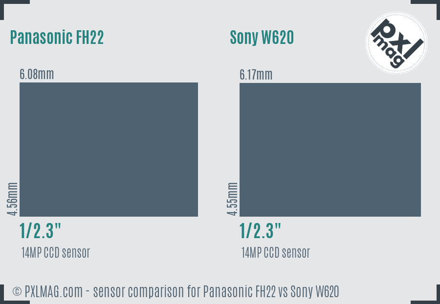 Panasonic FH22 vs Sony W620 sensor size comparison