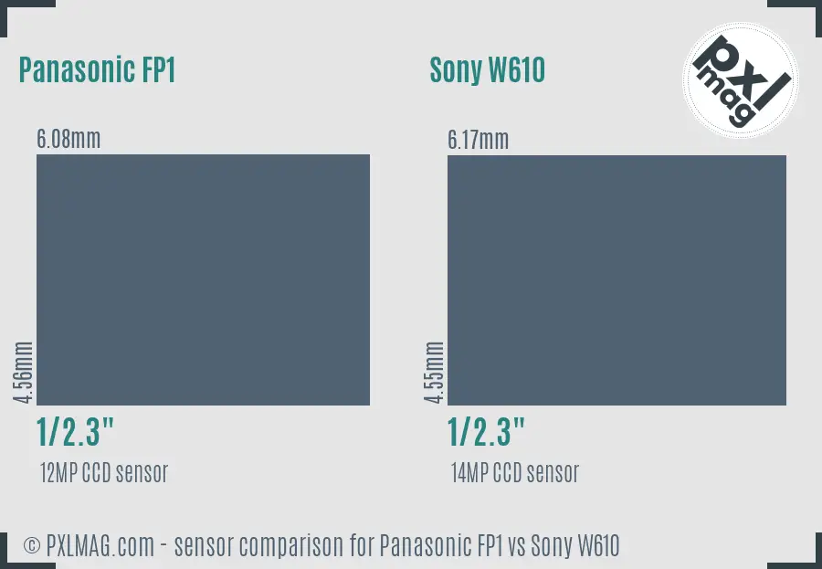 Panasonic FP1 vs Sony W610 sensor size comparison