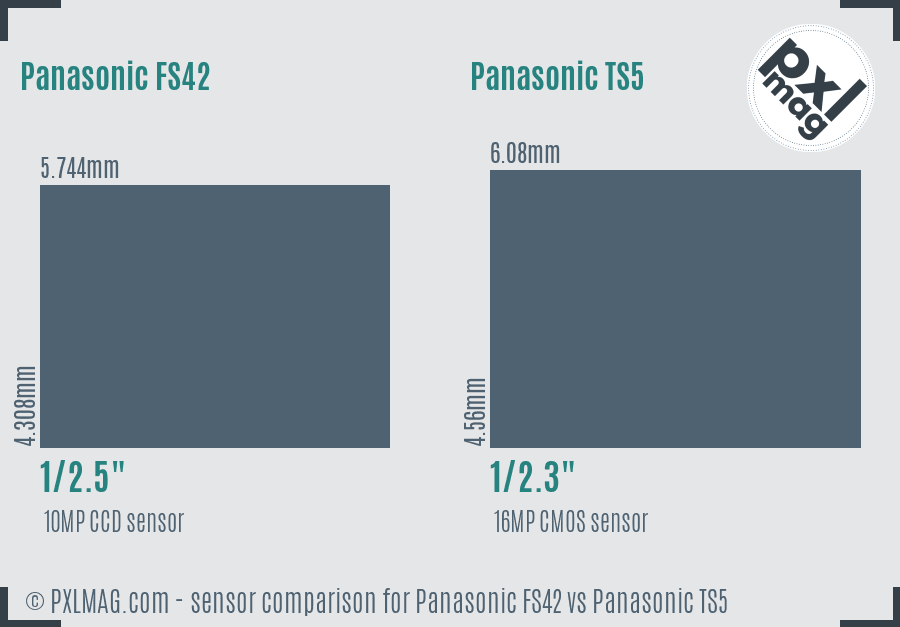 Panasonic FS42 vs Panasonic TS5 sensor size comparison
