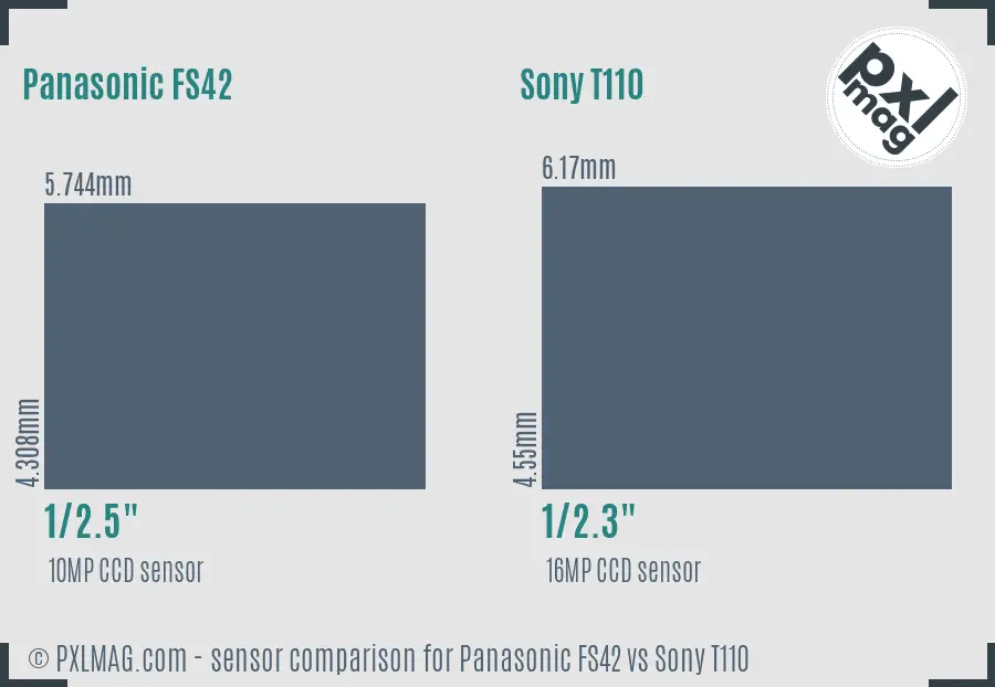 Panasonic FS42 vs Sony T110 sensor size comparison