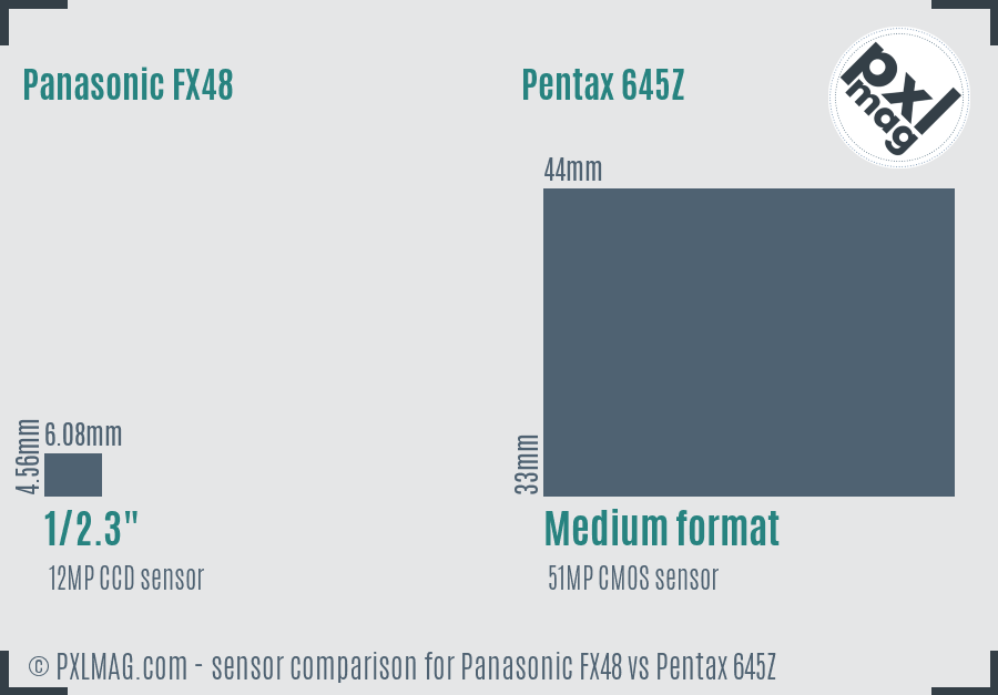 Panasonic FX48 vs Pentax 645Z sensor size comparison