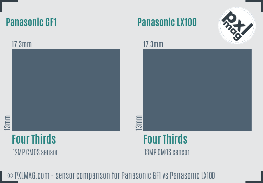 Panasonic GF1 vs Panasonic LX100 sensor size comparison