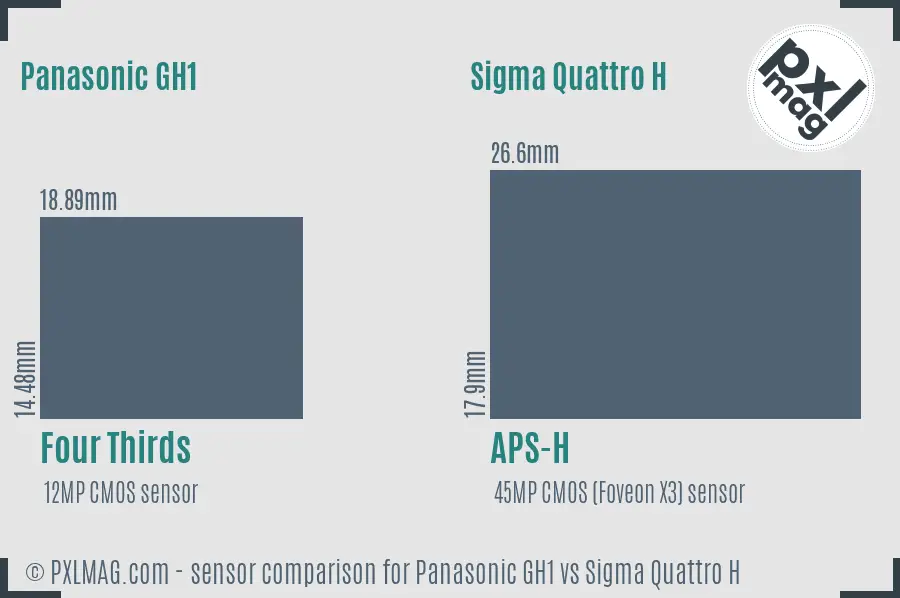 Panasonic GH1 vs Sigma Quattro H sensor size comparison