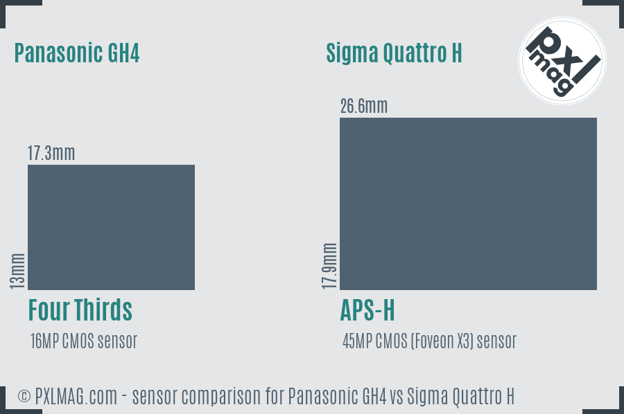 Panasonic GH4 vs Sigma Quattro H sensor size comparison