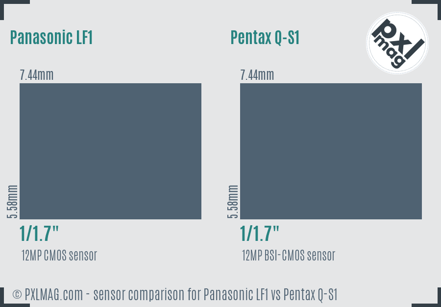 Panasonic LF1 vs Pentax Q-S1 sensor size comparison