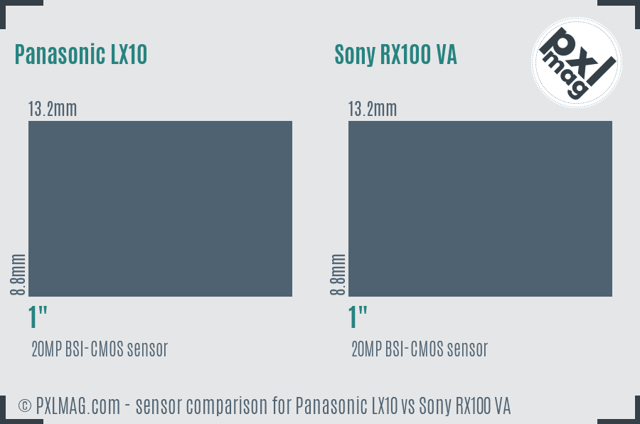 Panasonic LX10 vs Sony RX100 VA sensor size comparison