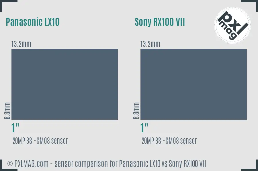 Panasonic LX10 vs Sony RX100 VII sensor size comparison