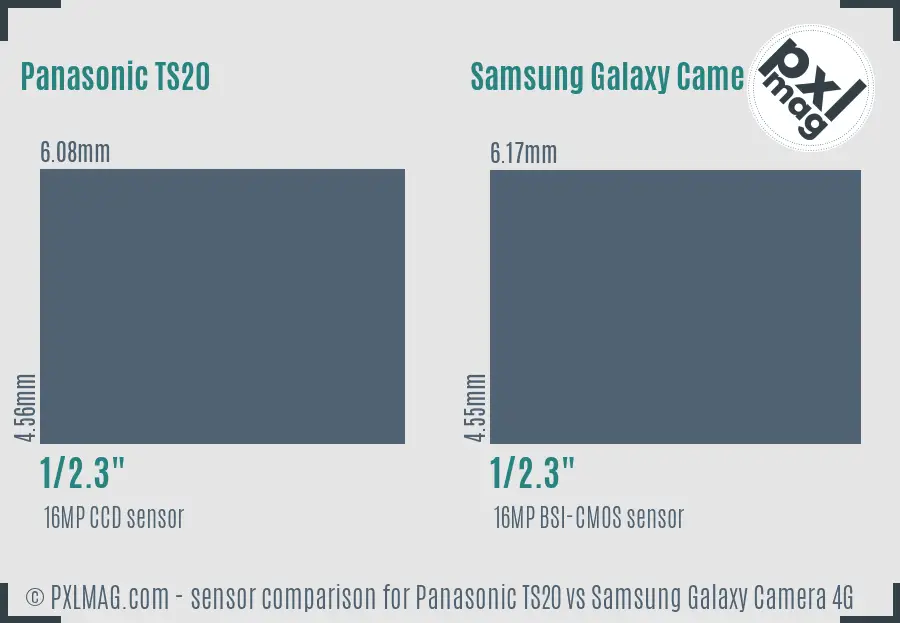 Panasonic TS20 vs Samsung Galaxy Camera 4G sensor size comparison
