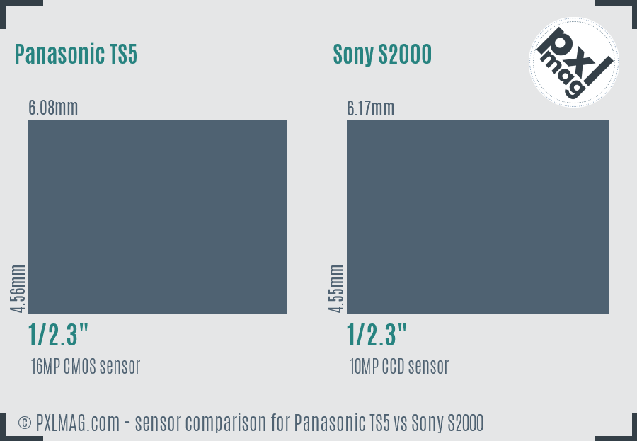 Panasonic TS5 vs Sony S2000 sensor size comparison Panasonic TS5 vs Sony S2000 sensor size comparison