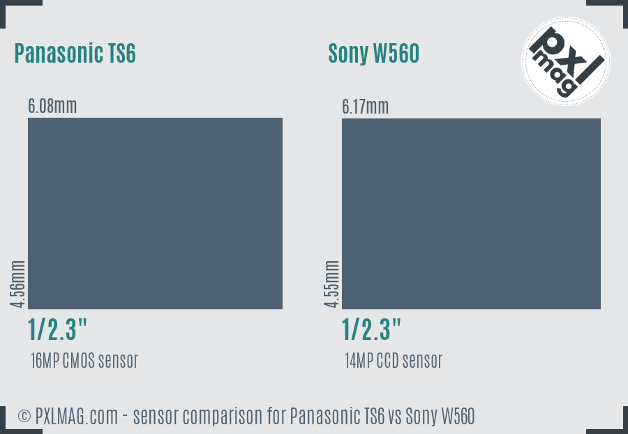 Panasonic TS6 vs Sony W560 sensor size comparison