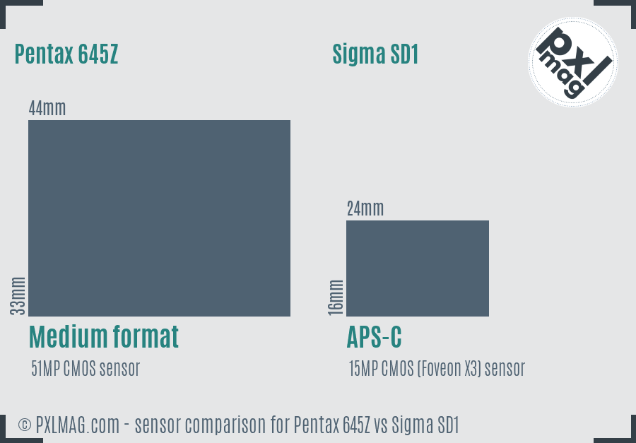 Pentax 645Z vs Sigma SD1 sensor size comparison