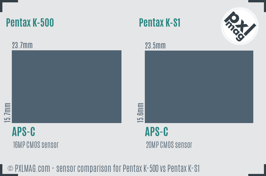 Pentax K-500 vs Pentax K-S1 sensor size comparison