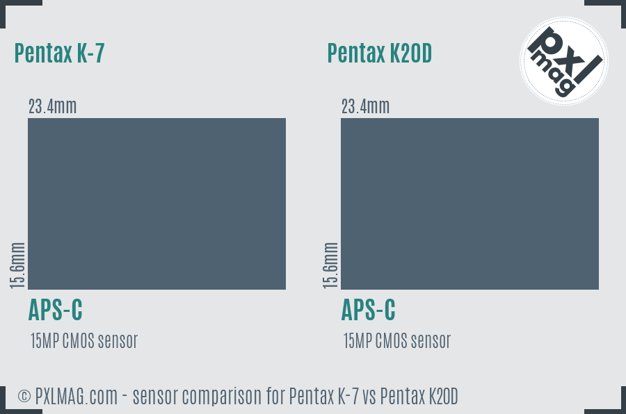 Pentax K-7 vs Pentax K20D sensor size comparison