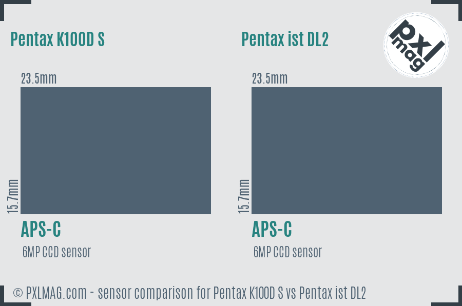 Pentax K100D S vs Pentax ist DL2 sensor size comparison