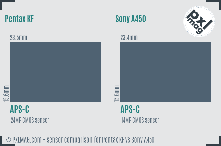 Pentax KF vs Sony A450 sensor size comparison