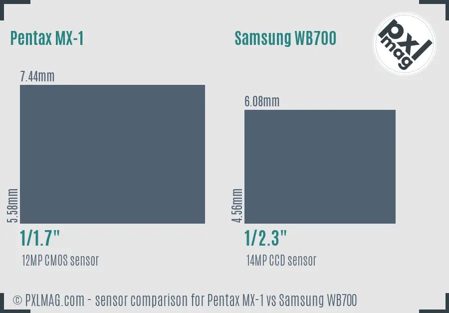 Pentax MX-1 vs Samsung WB700 sensor size comparison