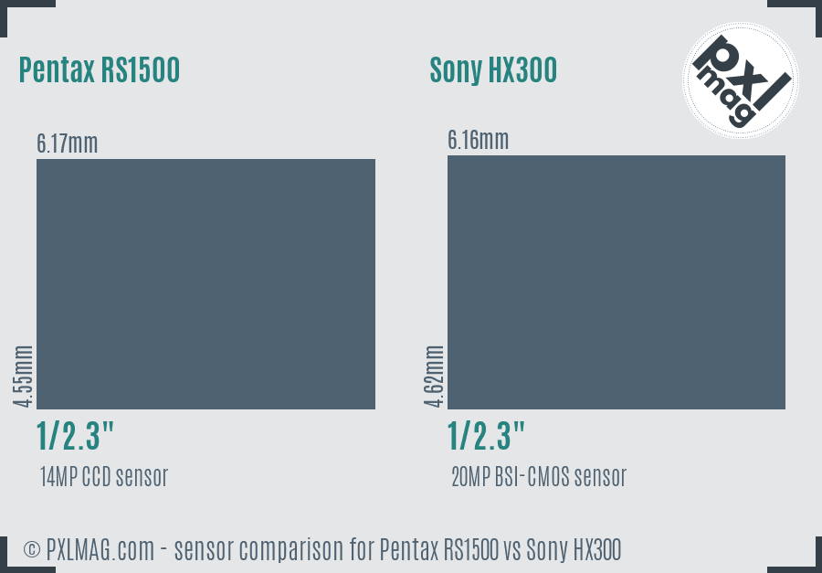 Pentax RS1500 vs Sony HX300 sensor size comparison