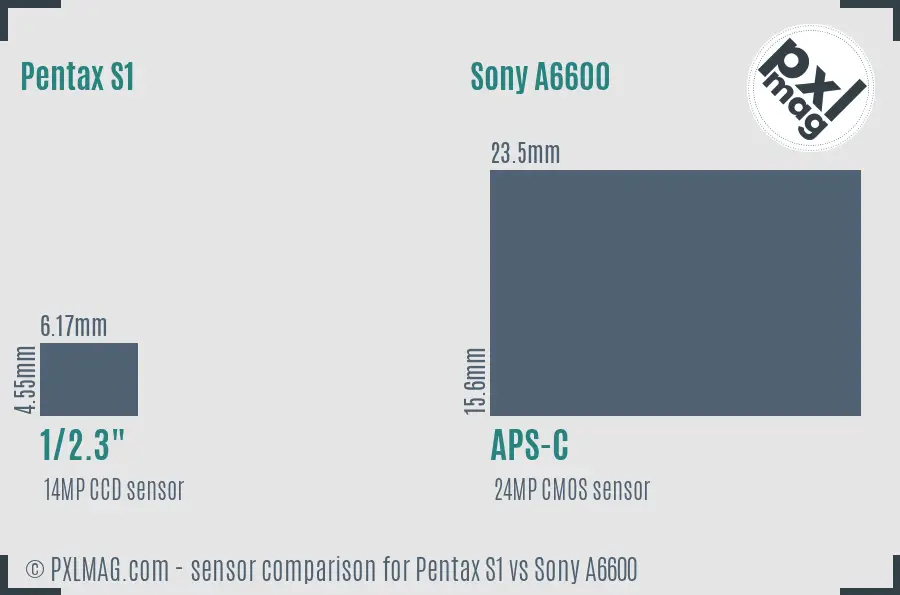 Pentax S1 vs Sony A6600 sensor size comparison Pentax S1 vs Sony A6600 sensor size comparison