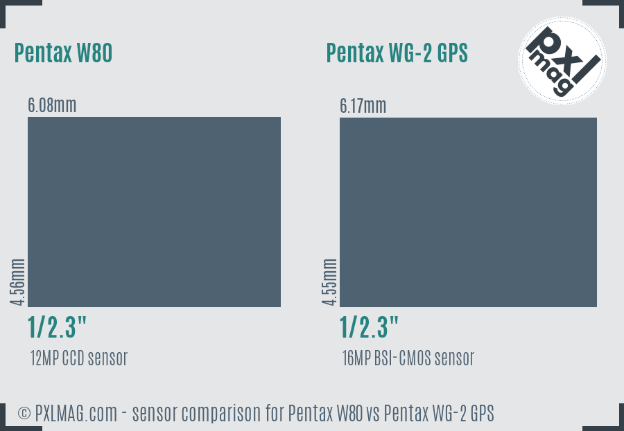 Pentax W80 vs Pentax WG-2 GPS sensor size comparison