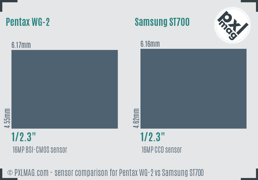 Pentax WG-2 vs Samsung ST700 sensor size comparison