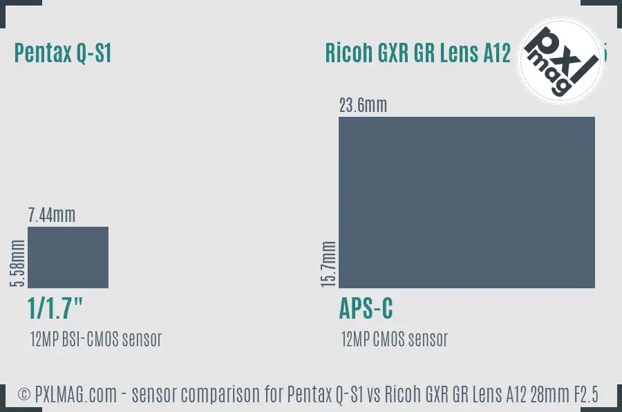 Pentax Q-S1 vs Ricoh GXR GR Lens A12 28mm F2.5 sensor size comparison Pentax Q-S1 vs Ricoh GXR GR Lens A12 28mm F2.5 sensor size comparison