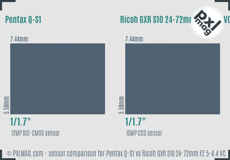 Pentax Q-S1 vs Ricoh GXR S10 24-72mm F2.5-4.4 VC sensor size comparison