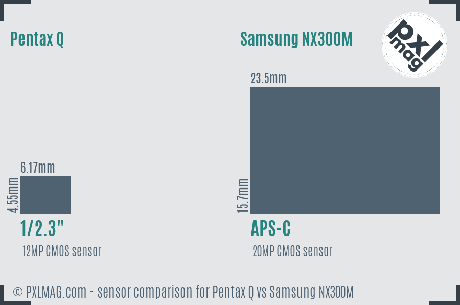 Pentax Q vs Samsung NX300M sensor size comparison