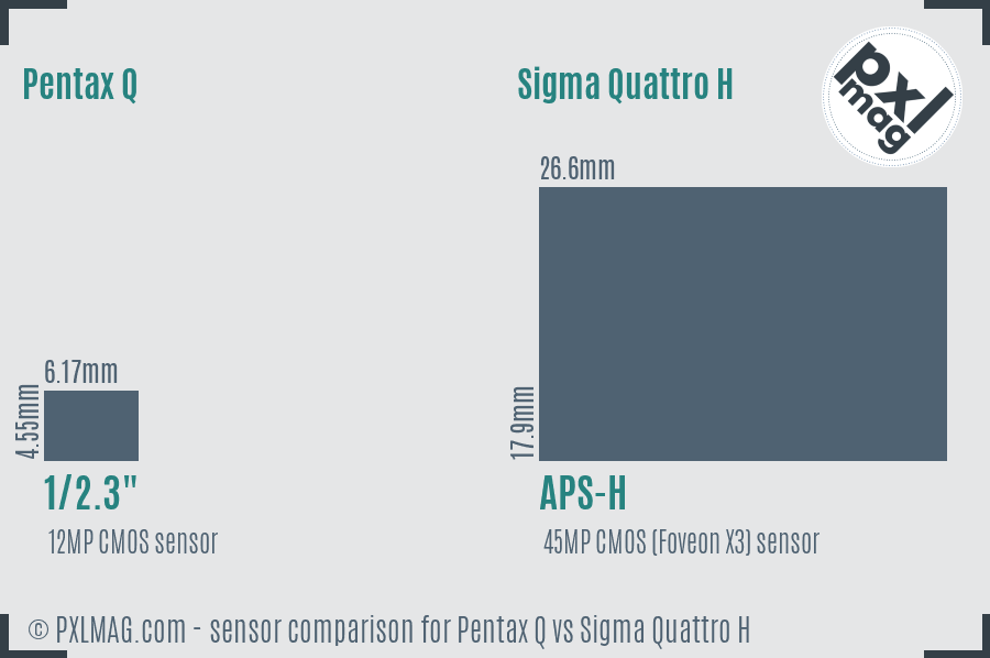 Pentax Q vs Sigma Quattro H sensor size comparison Pentax Q vs Sigma Quattro H sensor size comparison