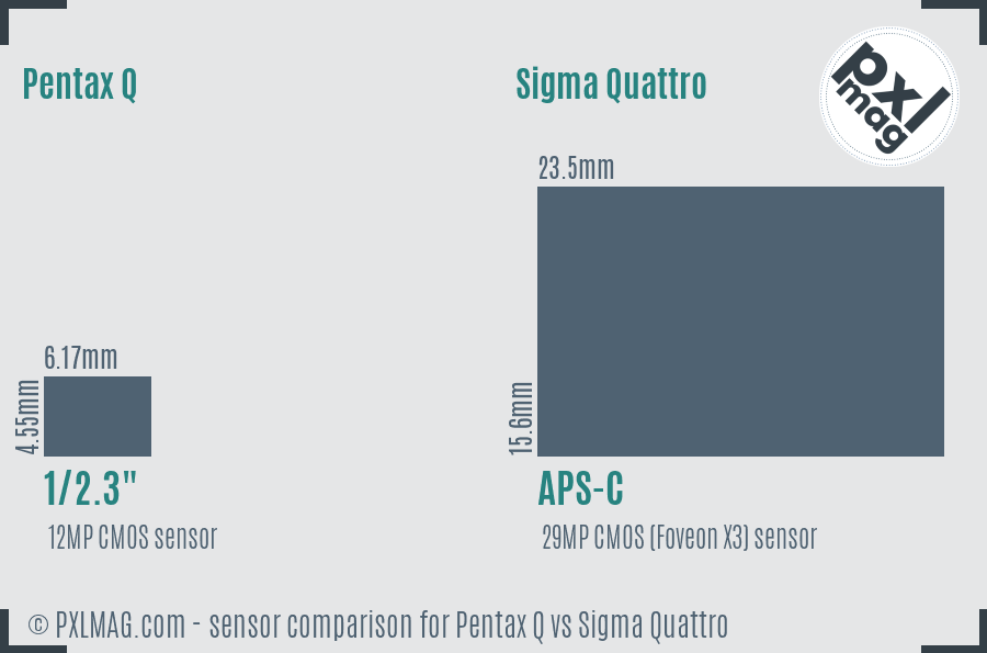 Pentax Q vs Sigma Quattro sensor size comparison