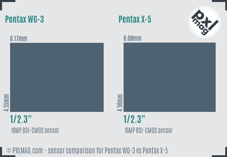 Pentax WG-3 vs Pentax X-5 sensor size comparison