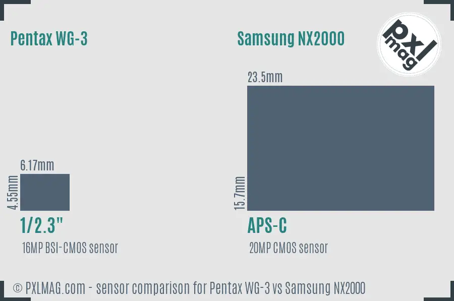 Pentax WG-3 vs Samsung NX2000 sensor size comparison