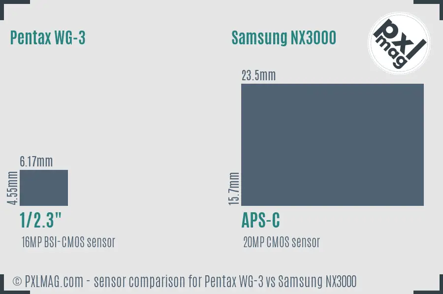 Pentax WG-3 vs Samsung NX3000 sensor size comparison