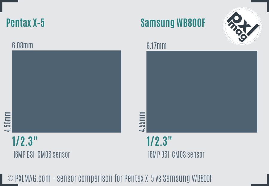 Pentax X-5 vs Samsung WB800F sensor size comparison
