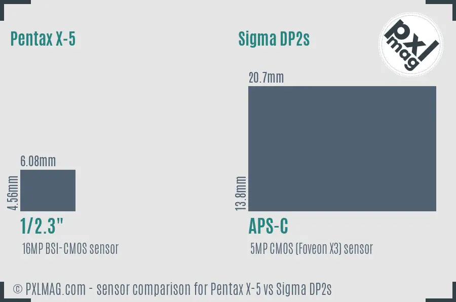 Pentax X-5 vs Sigma DP2s sensor size comparison