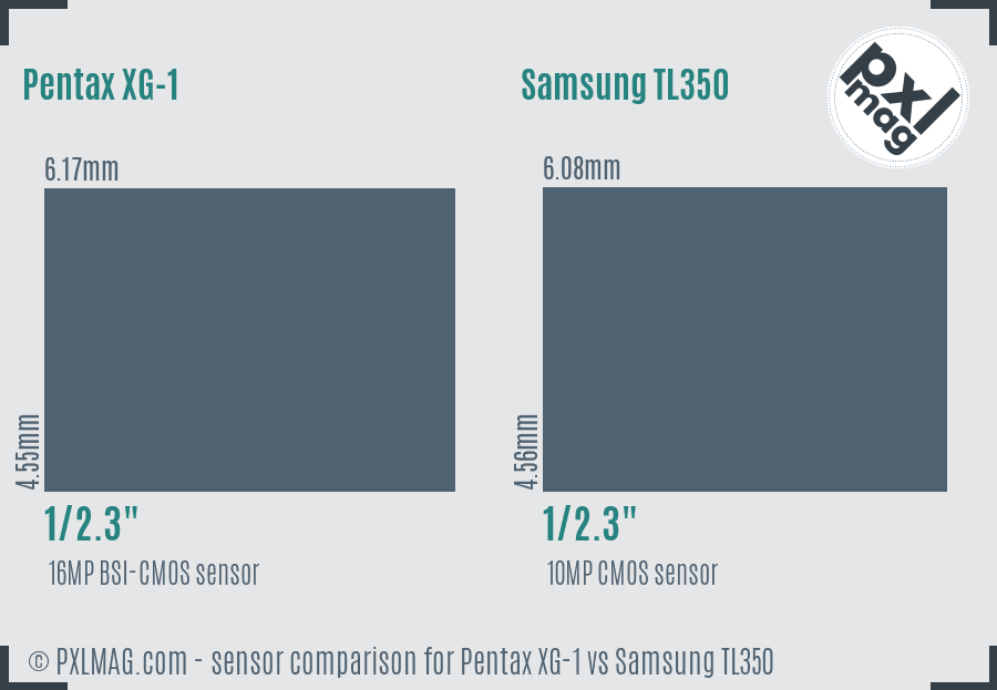 Pentax XG-1 vs Samsung TL350 sensor size comparison