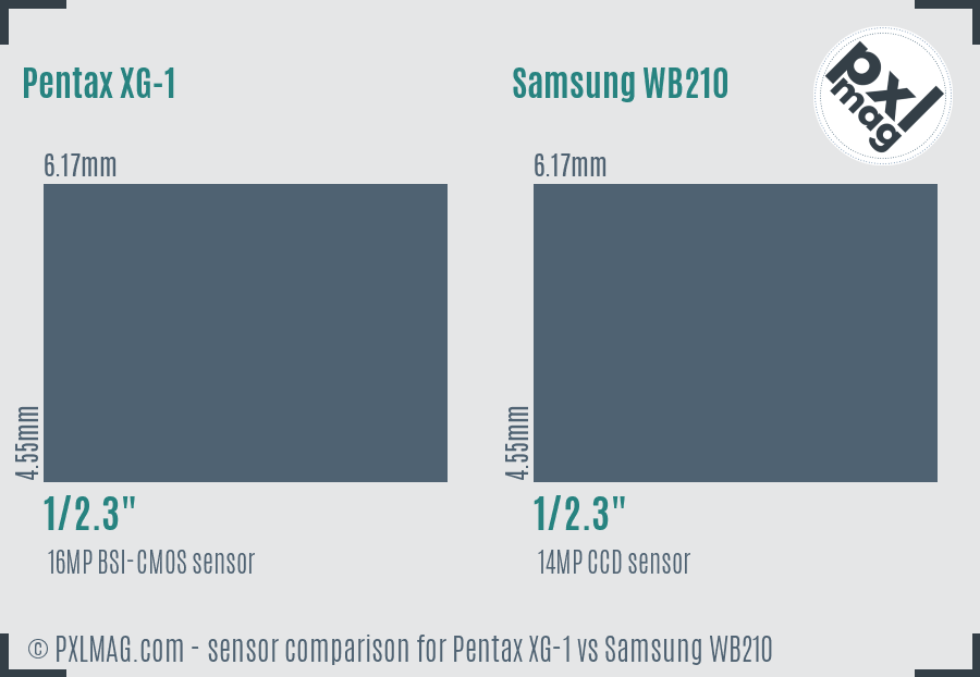 Pentax XG-1 vs Samsung WB210 sensor size comparison